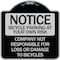 Signmission Bicycle Parking at Your Own Risk Company Not Responsible for Loss or Damage to Bicycle, BS-1818 A-DES-BS-1818-24323 - alternate 1